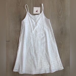 Girl's White Beaded Cotton Dress by La Piccola Danza, size 8